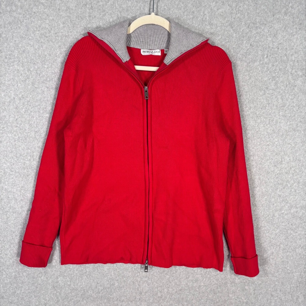 Patrizia Luca Milano Cardigan Sweater Jacket Medium‎ Ribbed Quiet Luxury Minimal